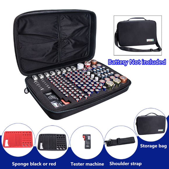 Portable Battery Organizer Storage Box Carrying Case Holder + Battery Tester