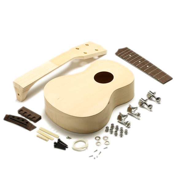 DIY Unfinished 21 Inch Maple Wood Ukulele With Body Neck String Tunning Pegs