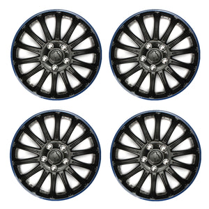 4pcs Universal 14inch Blue Black Sports Car Wheel Trims Cover Hub Caps