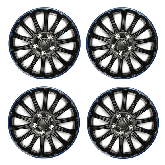 4pcs Universal 14inch Blue Black Sports Car Wheel Trims Cover Hub Caps