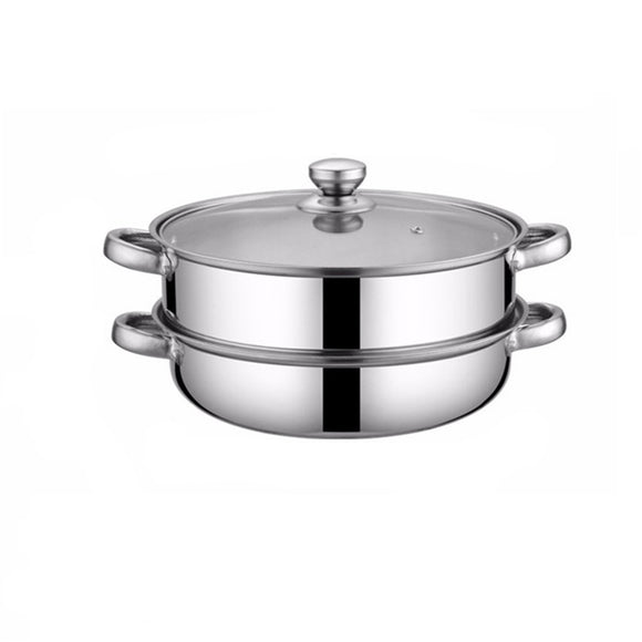 1/2 Tiers Stainless Steel Food Steamer Hot Pot Vegetable Cooker Cookware Glass