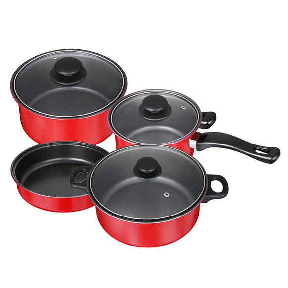 7Pcs/Set Portable Cooking Non Stick Pot Frying Pan Kitchen Cookware Cover Lids Set