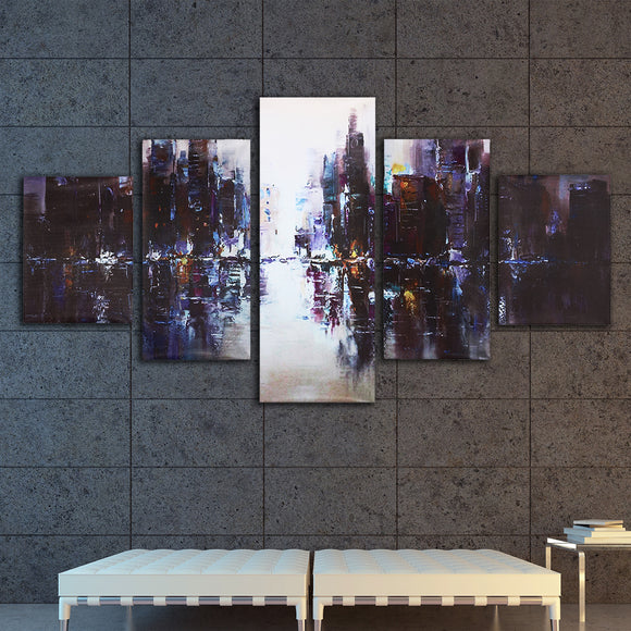 5Pcs Abstract Modern City Canvas Print Paintings Picture Home Wall Decor Unframed