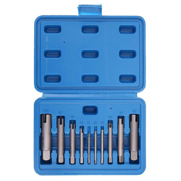 Drillpro 10Pcs Damaged Taps Remover Screw Tap Extractor Set Broken Taps Removal Kit