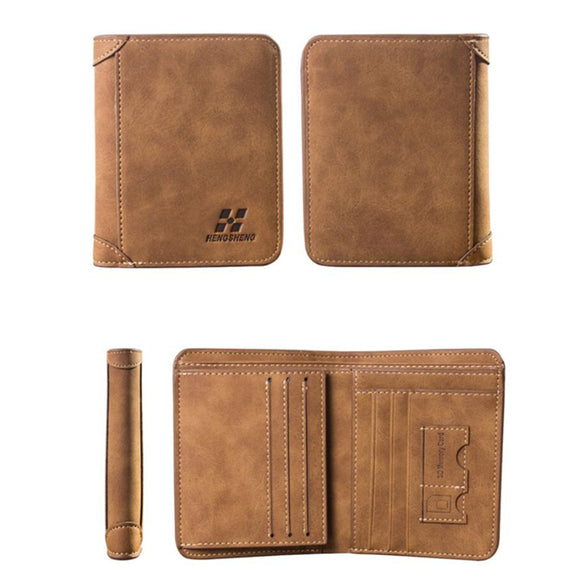 Men PU Leather Short Wallet Coin Card Holder Purse Bag Money Clip Billfold Outdoor Travel