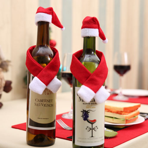 Christmas Santa Clothing Hat Scarf Wine Bottle Cap Cover Gift Decoration Christmas Hats
