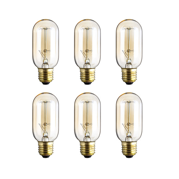 6PCS Dimmable AC220V E27 T45 40W Warm White Retro Vintage Edison Incandescent Light Bulb