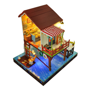 T-Yu C3-Z Summer Sunset Sky DIY Doll House With Cover Music Light Gift Collection Decor Toy