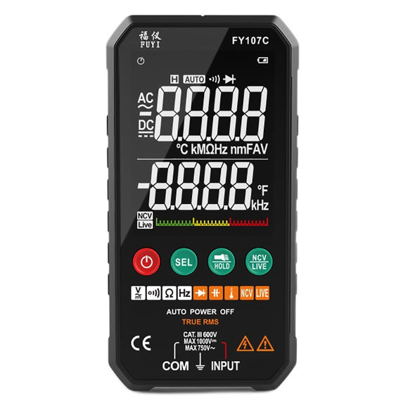 FY107B/FY107C Smart Automatic Digital Multimeter 6000 Counts High Precision Small Portable Anti-burning Universal Meter