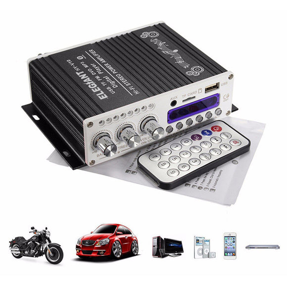 ELEGIANT HY-V10 DC 12V 3A Mini bluetooth Hi-Fi Stereo Amplifier Remote Control Bass Booster