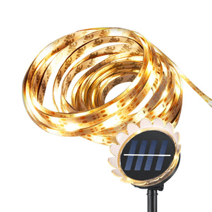 ARILUX 5M SMD2835 Sunflower Waterproof Solar Powered Warm White Flexible LED Strip Light DC2V