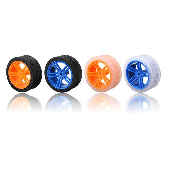 65*27mm Blue/Orange Rubber Wheels for TT Motor  Arduino Smart Chassis Car Accessories