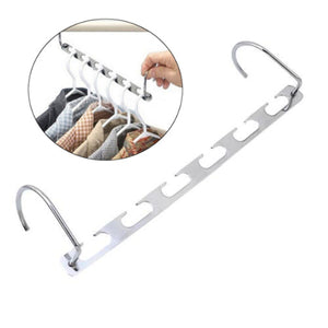 6 Holes Stainless Steel Clothes Rack 2 Hook Clothing Holder Shelf Wall Mounted Hanger