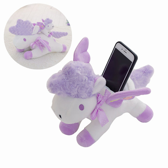 23cm 9.05'' Unicorn Doll With Phone Holder Seat Stuffed Plush Cute Cartoon Animal Toy Gift