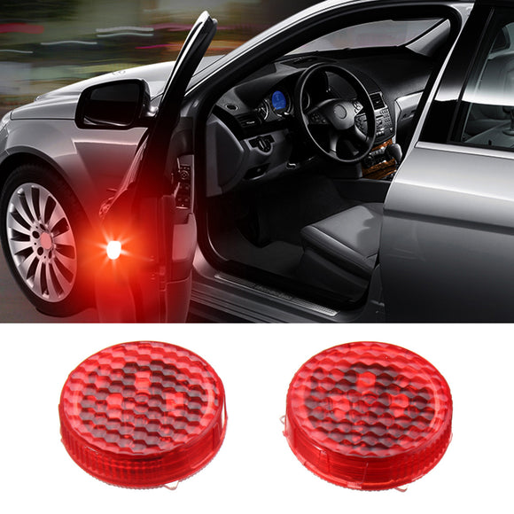 Universal Wireless LED Car Door Opening Warning Light Safety Flash Signal Lamp Anti-collision Red 2PCS