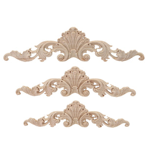 Wood Oak Carving Applique Unpainted Flower Applique Door Corner Decoration Onlay Furniture Cabinet