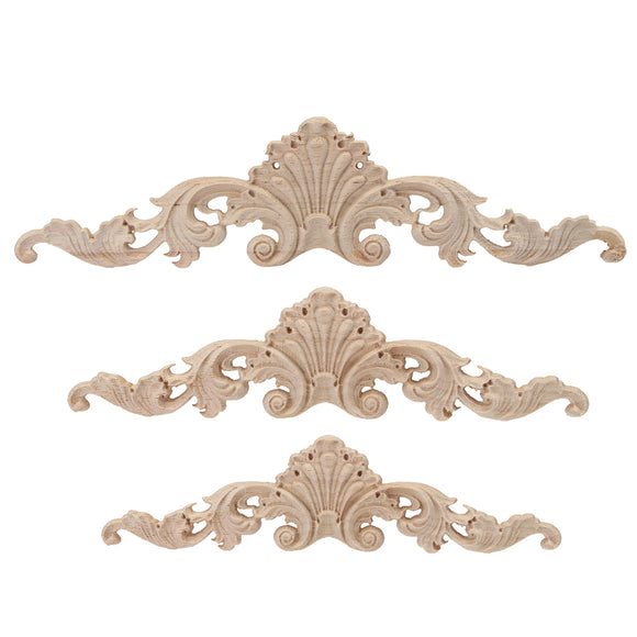 Wood Oak Carving Applique Unpainted Flower Applique Door Corner Decoration Onlay Furniture Cabinet
