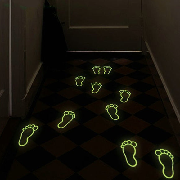 4 Pcs Luminous Footprint Footed Stickers Floor Feet Decal Home Kid Room Decor Directions
