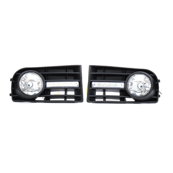 Car Front Grille Fog Lights DRL Lamps w/ Wiring Harness Pair for VW Golf 5 2006-2009