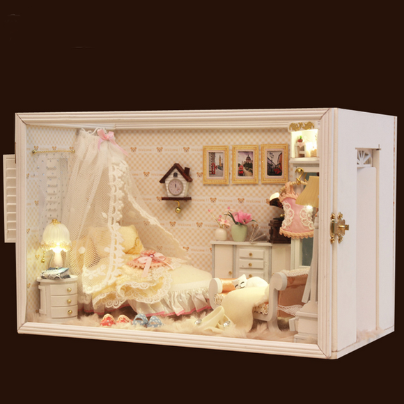 Hoomeda 13821 Perfect Wedding With LED Light Cover Furniture DIY Wooden Dollhouse Miniature Model