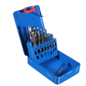 Drillpro 14PCS HSS Metric M3-M12 Screw Tap and Drill Set with Metal Case Combination Drill and Tap Set