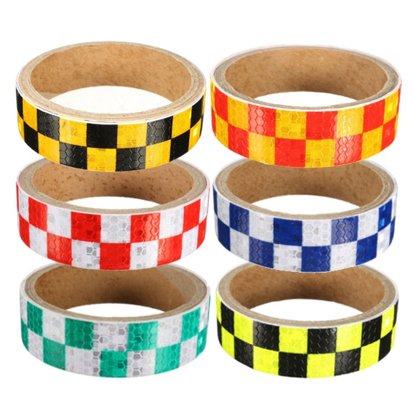25mm x 1m Warning Caution Reflective Sticker Dual Color Chequer Roll Signal
