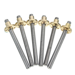 3D Printer T8 1/2/4/8/12/14mm 400mm Lead Screw 8mm Thread With Copper Nut For Stepper Motor