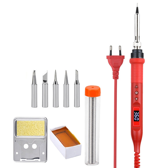 JCD 908U Electric Soldering Iron Tool Kits 100W 220V/110V LCD Lighting Soldeing Station Adjustable Temperature with Solder Holder Tips Wire
