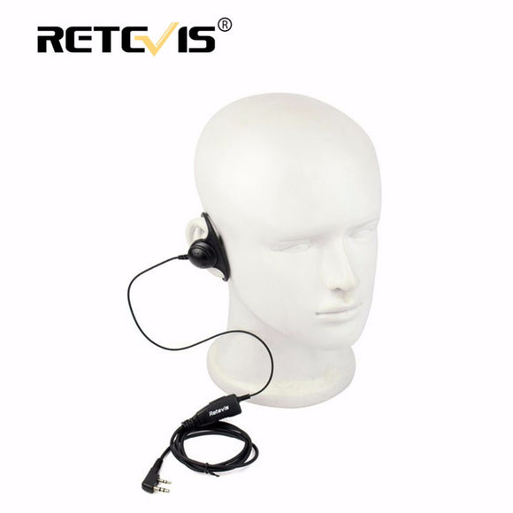 Retevis D shape Soft Ear Hook Earpiece 2Pin PTT Mic Headset For Kenwood For Baofeng UV-5R 888S