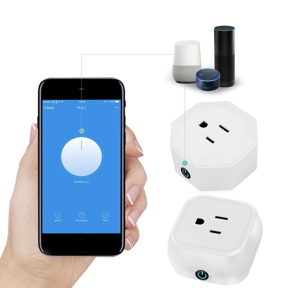 LUSTREON 10A Voice Control WIFI Smart US Plug Timer Socket Works With Amazon Alexa AC100-240V