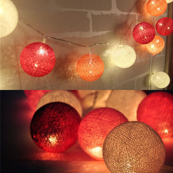 KCASA 3.3M 20 LED Red Cotton Ball String Lights LED Fairy Lights for Festival Christmas Wedding