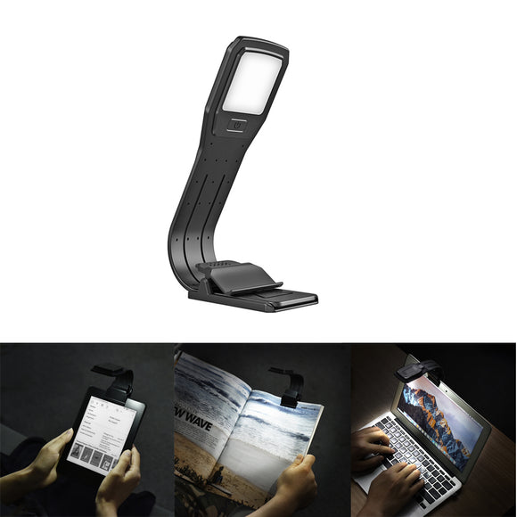 LUSTREON USB Rechargeable Fold Dimmable 4 LED Eye-Care Reading Book Light Clip on for Kindle IPad