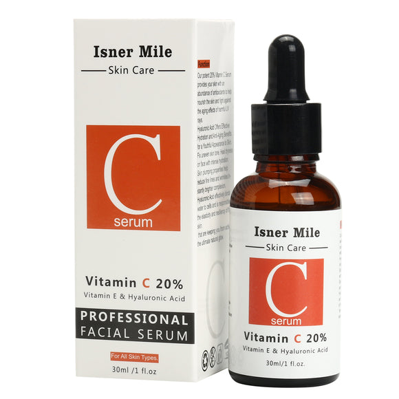 Isner Mile Vitamin C E Hyaluronic Acid Serum Essence Youthful Skin Care Smoother Anti Aging Wrinkle