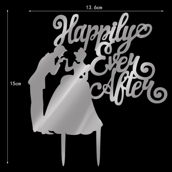 Custom Groom Bride Acrylic Mirror Silver Wedding Cake