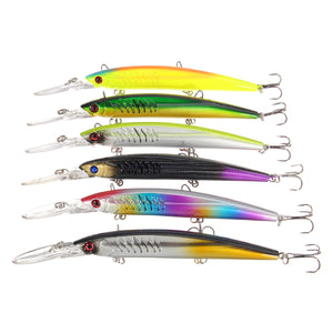 6Pcs/Set 14.5CM 12.7G Minnow Floating Fishing Lure Treble Hook Bass Baits Tackle