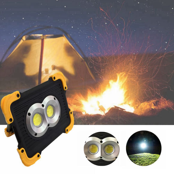 20W Double Round USB Portable Waterproof COB Camping Light Rechargeable 3Modes LED Work Light