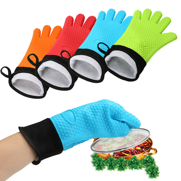 Long Silicone Insulation Glove High Temperature Thickening Heart-shaped Glove