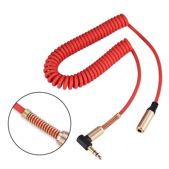 Flexible Spring 3.5mm Audio Cable Male To Female Aux Extension Cord 3.5mm Plug Cable Wire