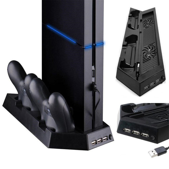 Dual Cooling Fan Vertical Stand Charging Station Game Controller Charger for Sony Playstation 4 PS4 Gamepad