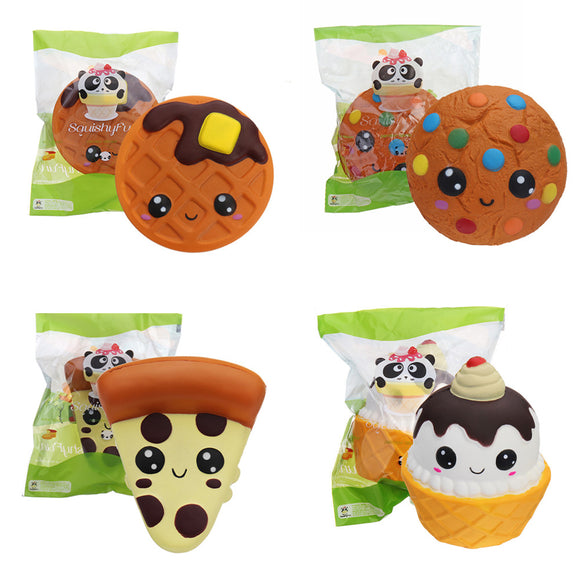 4PCS SquishyFun Desserts Squishies Package Cookie Waffle Pizza Ice Cream Slow Rising Squishy Toys