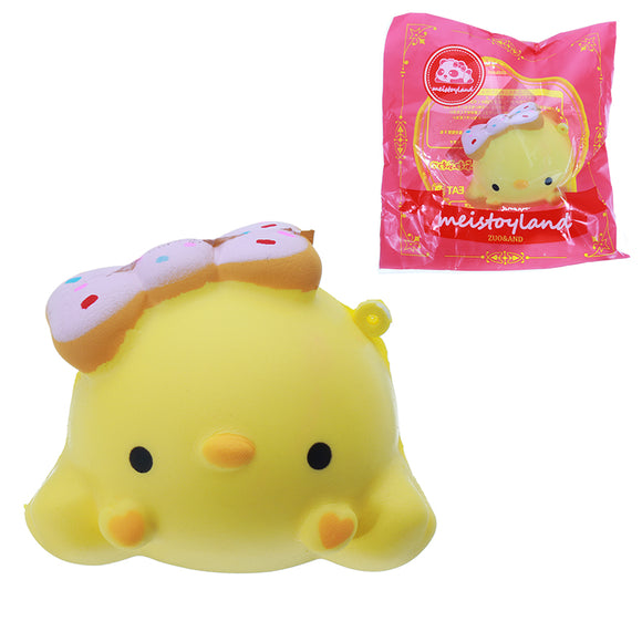 Meistoyland Squishy Yellow Chick Slow Rising Straps Squeeze Toy Gift Healing Toy Collection With Packaging