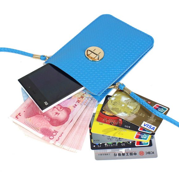 Women PU Leather Phone Bag Functional  Plait Mini Crossbody Bag