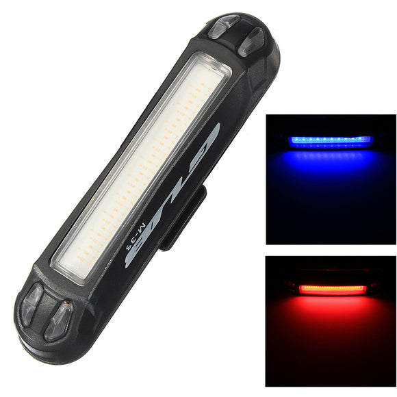 GUB M-39 Waterproof USB Rechargeable Bike Dual Color Red/Blue LED Lights 6 Modes Safety Warning L