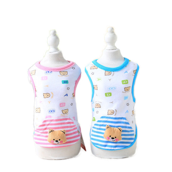 Cute Dog Vest Summer Cotton Cartoon Teddy Dog Vest Puppy Clothes Pet T-shirt