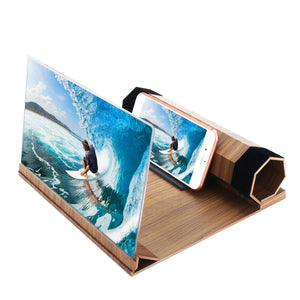 12 3D HD Rollable Wood Phone Screen Magnifier Video Movie Amplifier For Smart Phone"