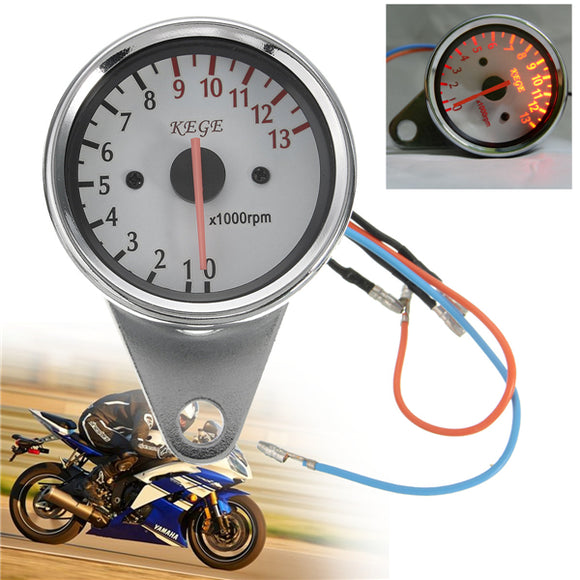 Stainless Steel 12V Universal Motorcycle LED Tachometer Speedometer Tacho Gauge