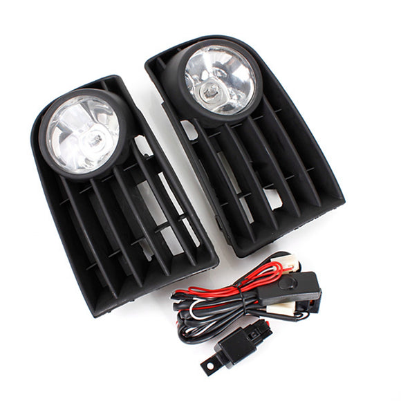 Car Front Bumper Fog Lights Grill Kit with 55W H3 Bulb White for VW Golf Mk5 Rabbit 06-09