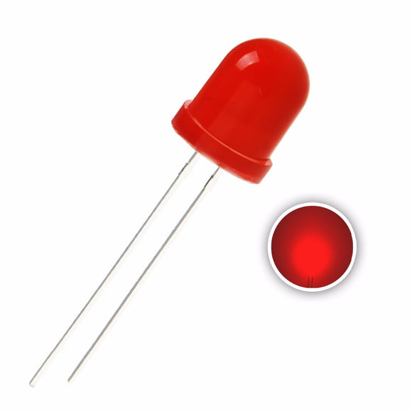 50pcs 10mm 2Pin 620-625nm Red Diffused Round Through Hole 2V 20mA DIP LED Diode Electronic Component