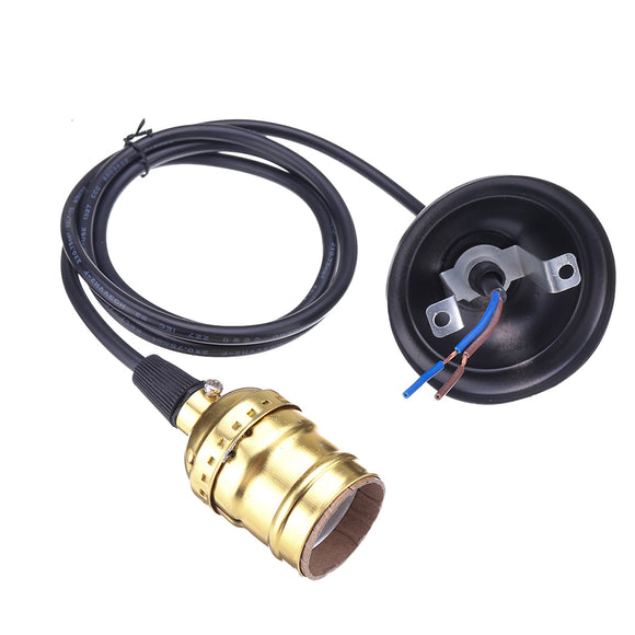 AC110V-220V E27 Golden Vintage Edison Lamp Holder Pendant Bulb Adapter Socket without Switch
