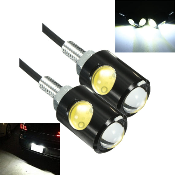 Pair 3W 6000K 12V LED Motorcycle Car Eagle Eye License Light Plate Screw Bolt Lamp